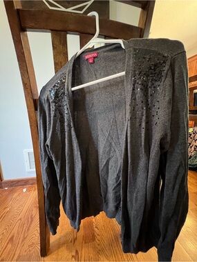 Merona Charcoal Sequin Open-Front Cardigan